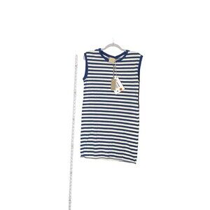 LANEUS Women's White Navy Striped Sleeveless Mini Dress Size S NWT